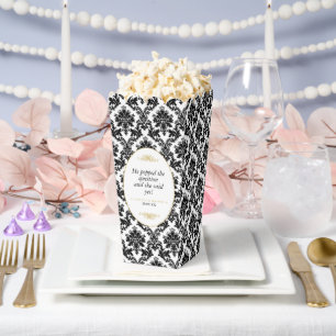 Caja Para Regalos Boda Damasco Dorado Antiguo Negro y Blanco
