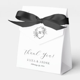 Caja Para Regalos Boda de aceitunas de monograma blanco y negro vint