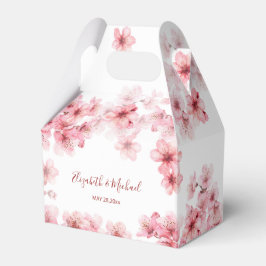 Caja Para Regalos Boda de acuarela de flor de cerezo rosa y blanco