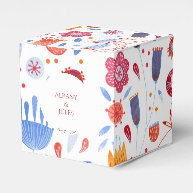 Caja Para Regalos Boda de acuarela de flor Meadow (Costado Anverso)