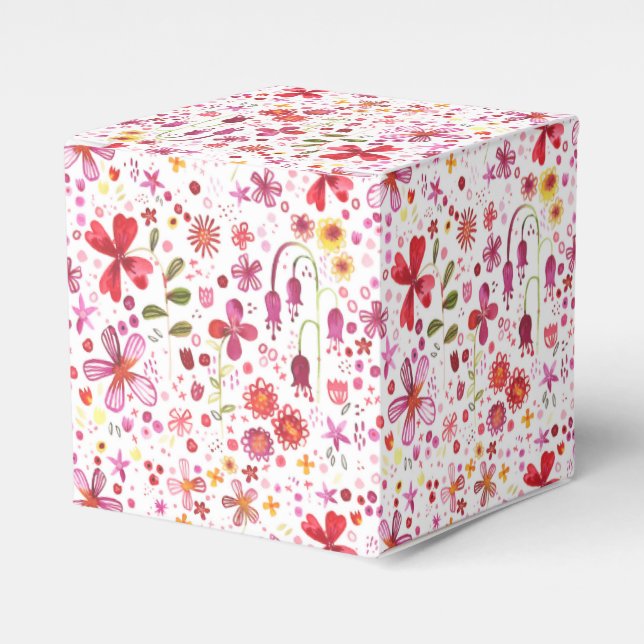 Caja Para Regalos Boda de acuarela de flores silvestres (Costado Anverso)