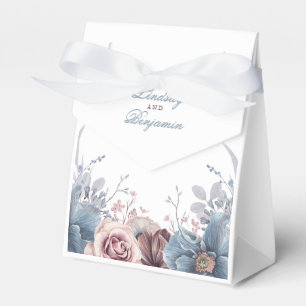Caja Para Regalos Boda de acuarela floral azul y malva