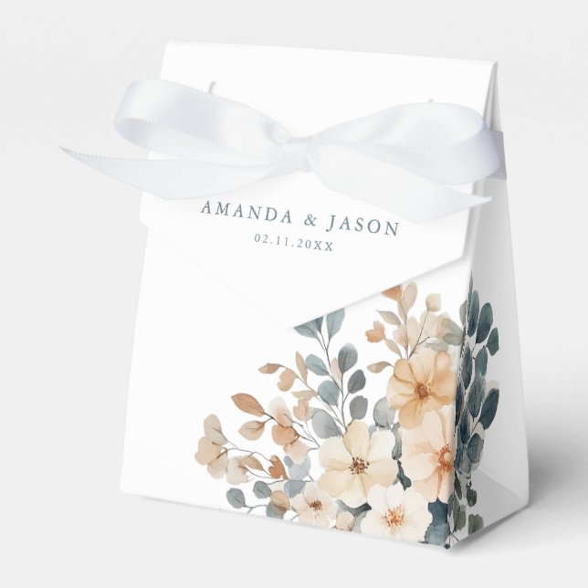 Caja Para Regalos Boda de acuarela floral suave de tono de tierra (Front Side)