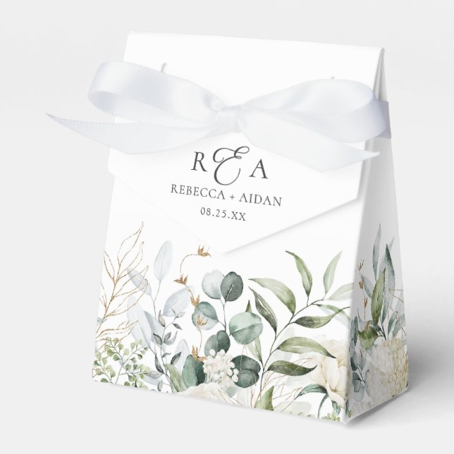 Caja Para Regalos Boda de acuarela floral verde (Front Side)