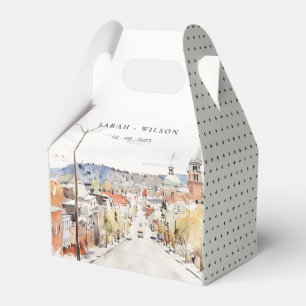 Caja Para Regalos Boda de acuarela Montpelier City Scape Vermont