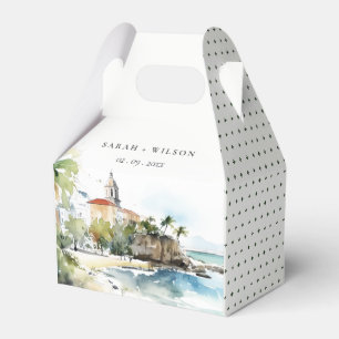 Caja Para Regalos Boda de Acuarela Paisaje de San Juan Puerto Rico