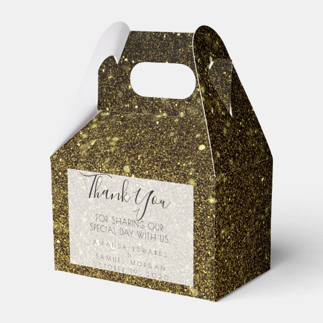 Caja Para Regalos Boda de Agate Negro y Oro (Front Side)