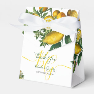Caja Para Regalos Boda de Amarillo Rústico Limón y Follaje Verde 