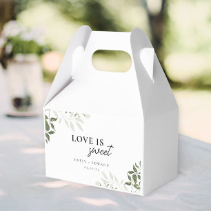 Caja Para Regalos Boda de Amor Dulce con Verde Salvia y Floral Blanc