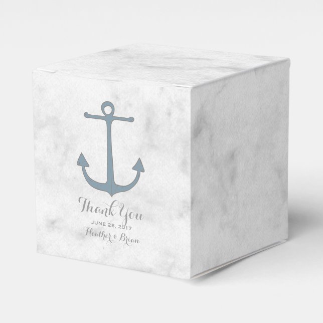 Caja Para Regalos Boda de Ancla Rústica Azul (Costado Anverso)