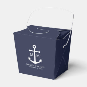Caja Para Regalos Boda de Anclaje Azul de la Marina Náutica