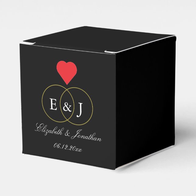 Caja Para Regalos Boda de anillos entrelazados (Costado Anverso)