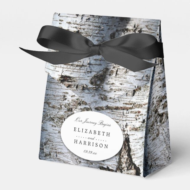 Caja Para Regalos Boda de árbol de birch rústico del país (Front Side)