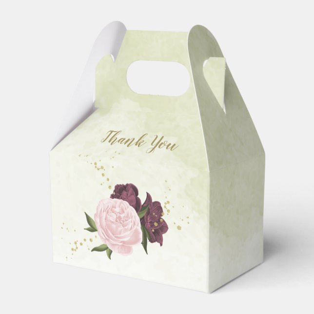 Caja Para Regalos boda de arbolado rosa de cabernet (Front Side)