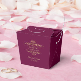 Caja Para Regalos Boda de armazón dorado elegante de Borgoña