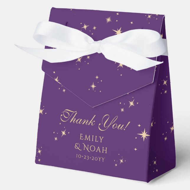 Caja Para Regalos Boda de Astronomía Celestial Purple Gold Moon (Anverso)