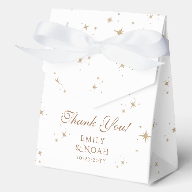 Caja Para Regalos Boda de Astronomía de la Luna Blanca de Oro Celest (Anverso)