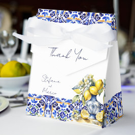 Caja Para Regalos Boda de azulejos azules de Amalfi impreso