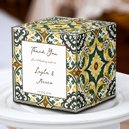 Caja Para Regalos Boda de azulejos de Talavera amarillo verde