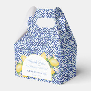 Caja Para Regalos Boda de Baldosas Azules Mediterráneas Lemons