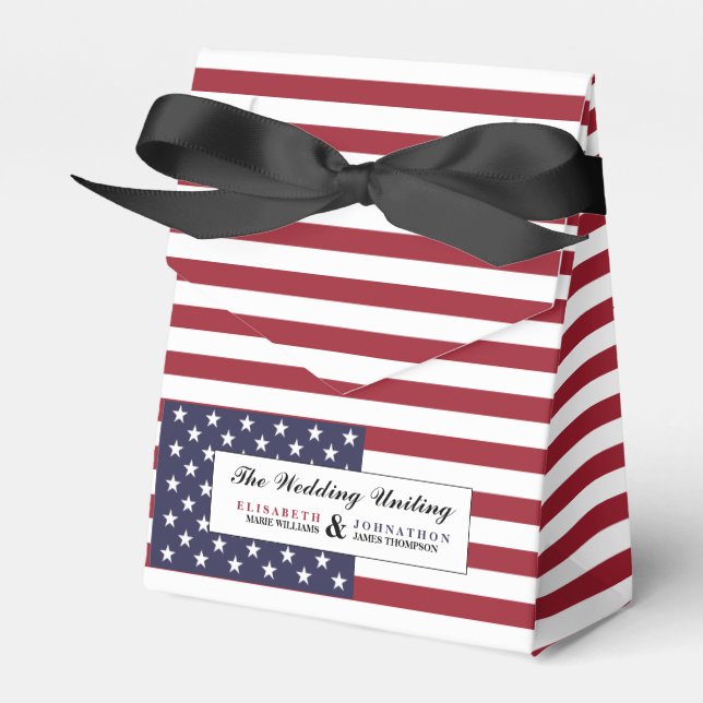 Caja Para Regalos Boda de Bandera de Estados Unidos (Front Side)