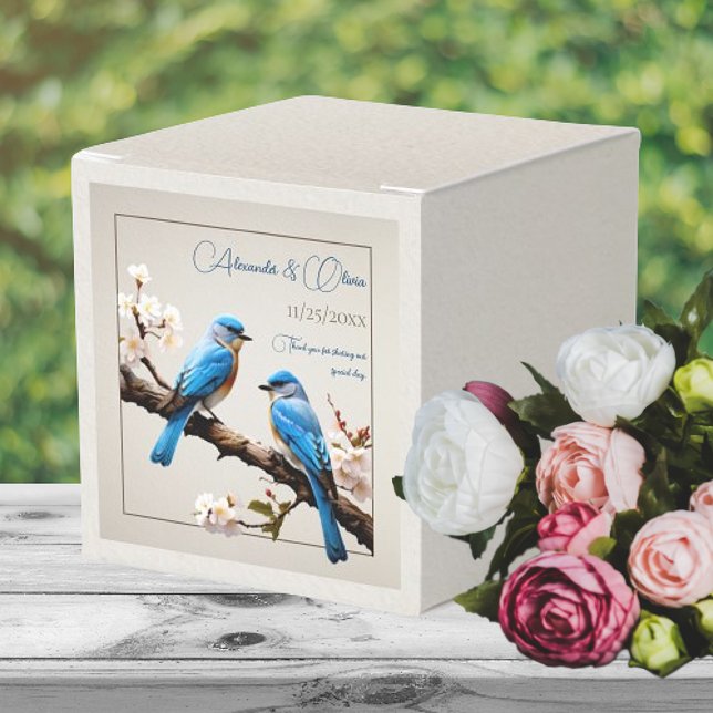 Caja Para Regalos Boda de Bluebirds de primavera (Spring Bluebirds Wedding Favor Box)