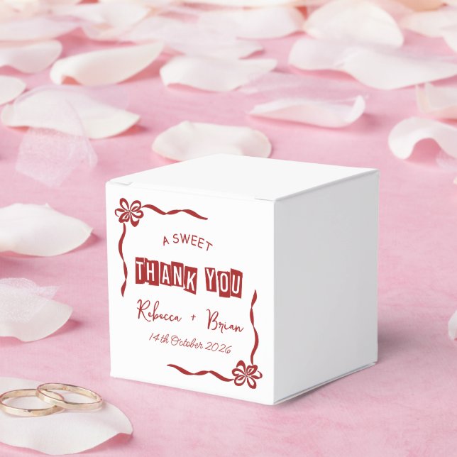 Caja Para Regalos Boda de boceto rojo y blanco dibujado a mano (Boda)