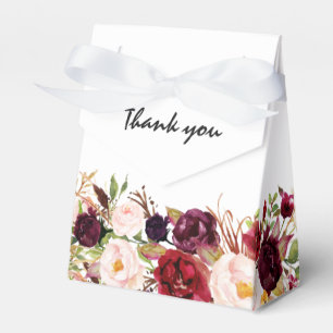 Caja Para Regalos Boda de Boho Rústico de Floral Roja de Borgoña