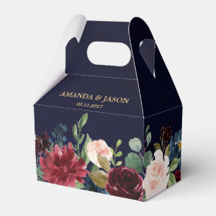 Caja Para Regalos Boda de Boho Rústico Floral de la Marina Roja de B
