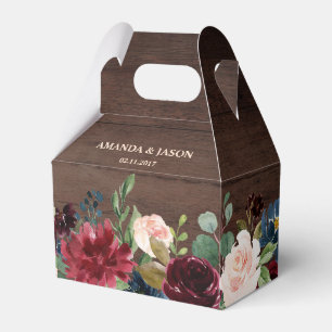 Caja Para Regalos Boda de Boho Rústico Floral de la Marina Roja de B