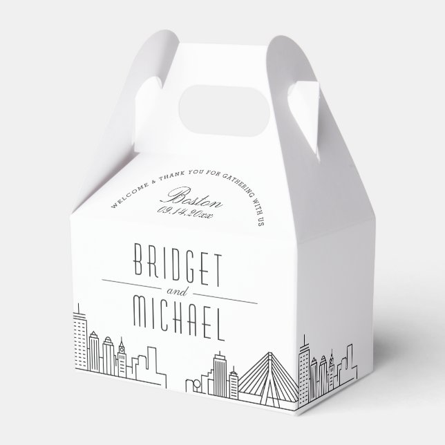 Caja Para Regalos Boda de Boston | Skyline de la ciudad (Front Side)