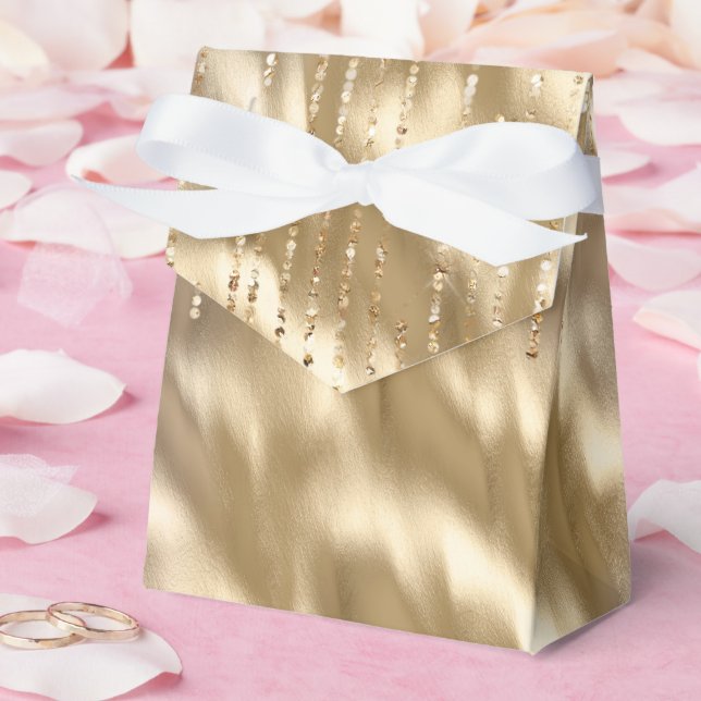 Caja Para Regalos Boda de cadenas de champagne Gold Glam Sparkle (Boda)