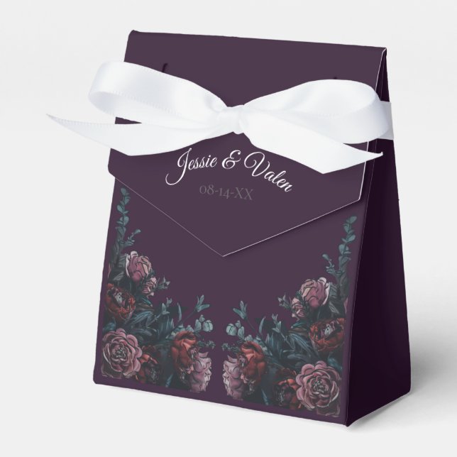 Caja Para Regalos Boda de caída de morado floral (Front Side)