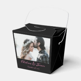 Caja Para Regalos Boda de caligrafía personalizado negra y rosa