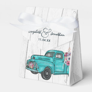 Caja Para Regalos Boda de Camión Verde azulado Rústico Boho Floral d