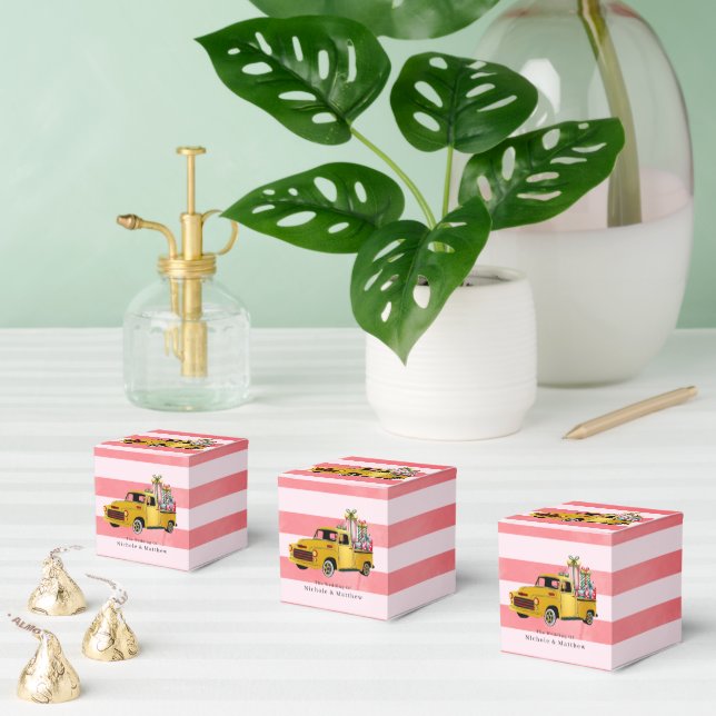 Caja Para Regalos Boda de camionetas navideñas vintage (Múltiple)