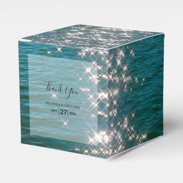 Caja Para Regalos Boda de canallas de agua marina (Costado Anverso)