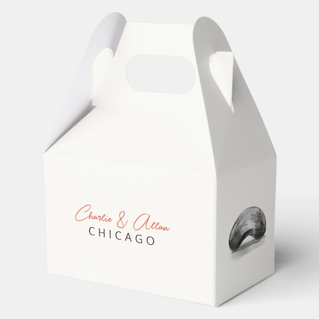 Caja Para Regalos Boda de Chicago (Anverso)