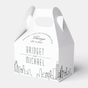 Caja Para Regalos Boda de Chicago Línea de la ciudad