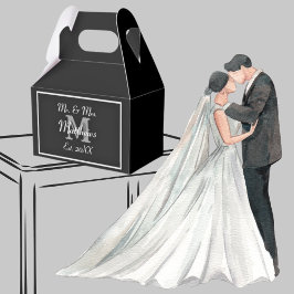 Caja Para Regalos Boda de citas de Novia Negra Monograma
