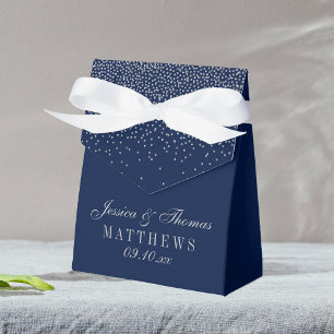 Caja Para Regalos Boda de Confetti Azul y Glam Plata de Marina