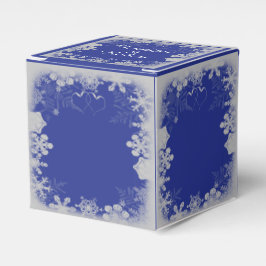 Caja Para Regalos Boda de copos de nieve azul y plata