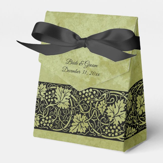 Caja Para Regalos Boda de cosecha, hojas de vid de uva victorianas (Front Side)