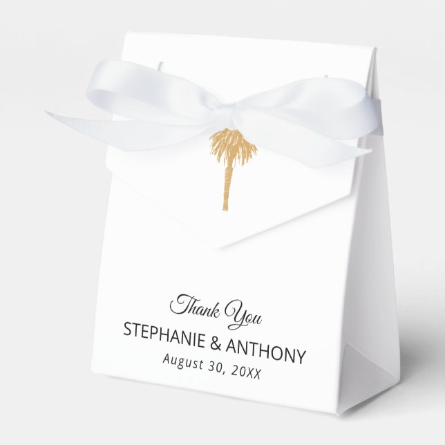 Caja Para Regalos Boda de destino de palmeras de oro de playa tropic (Front Side)