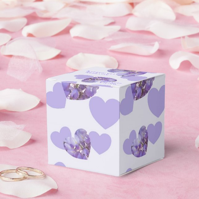 Caja Para Regalos Boda de diseño cardíaco de glicinia morada (Boda)