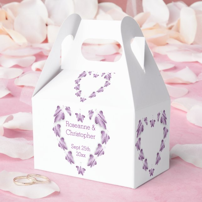 Caja Para Regalos Boda de diseño de mariposas moradas (Boda)