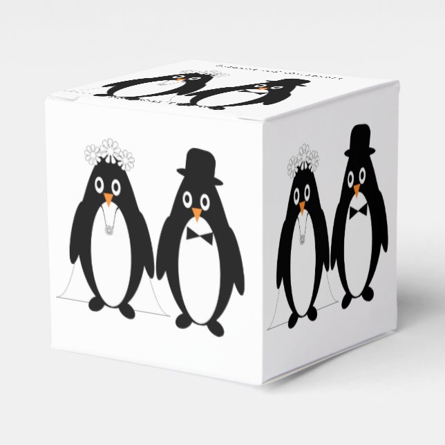 Caja Para Regalos Boda de diseño de pingüino (Costado Anverso)