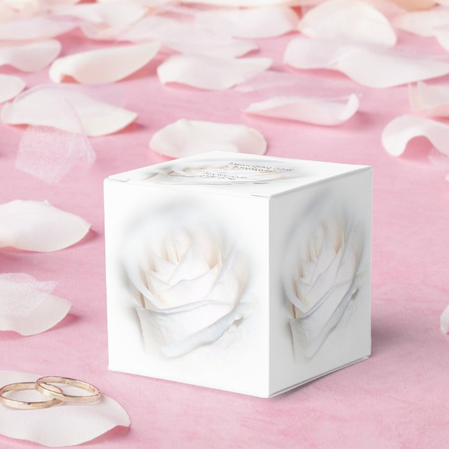 Caja Para Regalos Boda de diseño de rosa blanca (Boda)