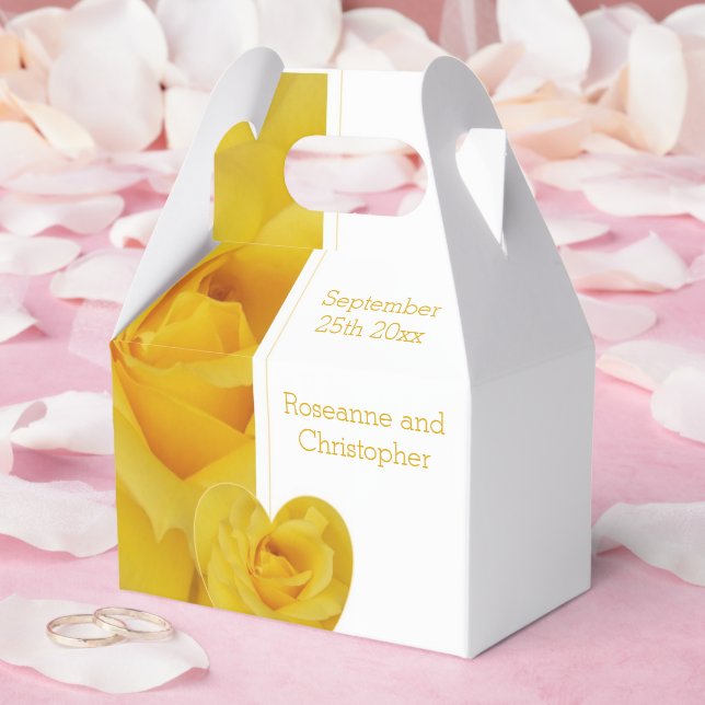 Caja Para Regalos Boda de diseño del corazón de rosa amarillo (Boda)