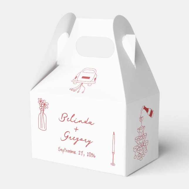 Caja Para Regalos Boda de Doodles de Ilustraciones de cimarrona dibu (Front Side)